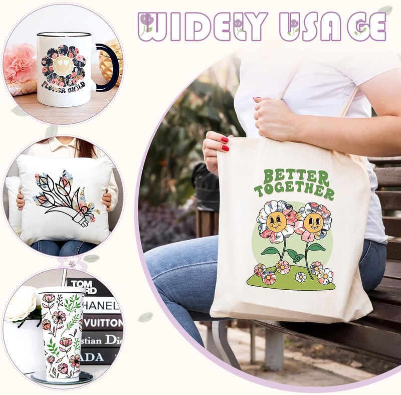 HTVSTD Floral Sublimation Transfer Ink Paper 10 Sheets 12'' x 10''Watercolor Sublimation Paper Flower Transfer Sheets for Mugs Tumblers DIY - Image 5